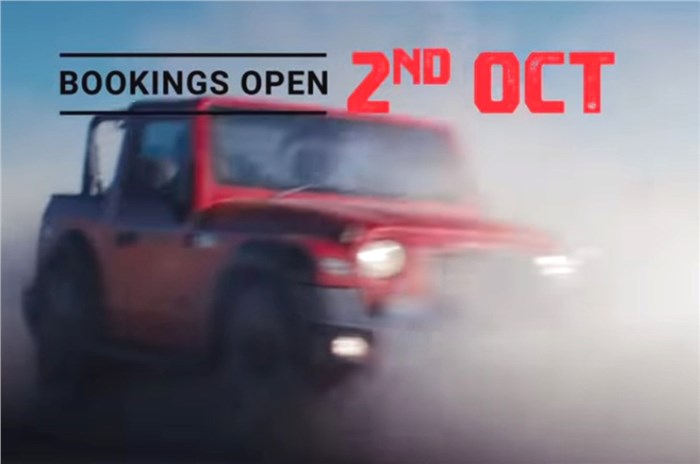 Mahindra Thar bookings to open from October 2, 2020