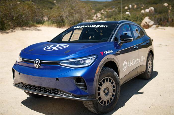 Race-spec Volkswagen ID.4 EV competing in 2021 Mexican 1000 rally