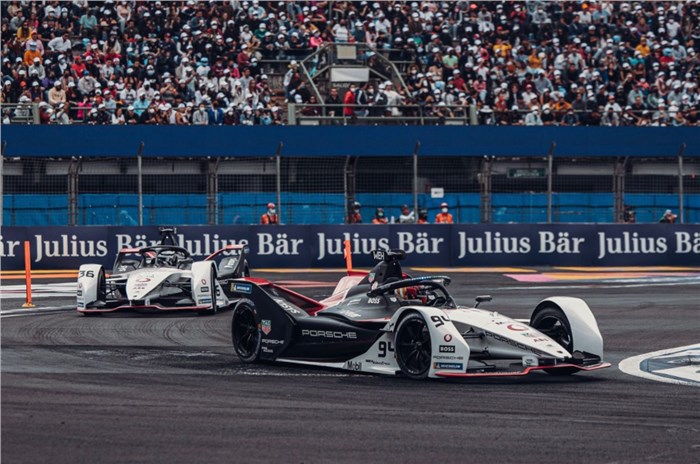 Porsche's Pascal Wehrlein and Andre Lotterer at 2022 Mexico City E-Prix 