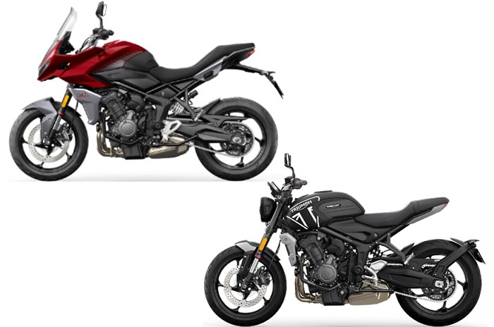 The Tiger Sport 660 seen alongside the Trident 660 naked roadster that it is based on.