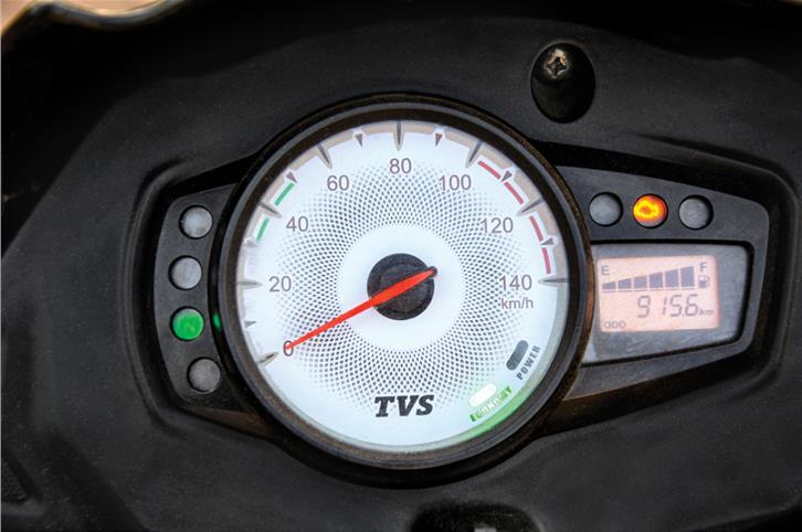 The instrument cluster of the TVS Star City Plus.