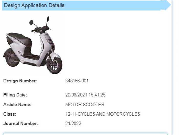 Honda U-go electric scooter design patented in India