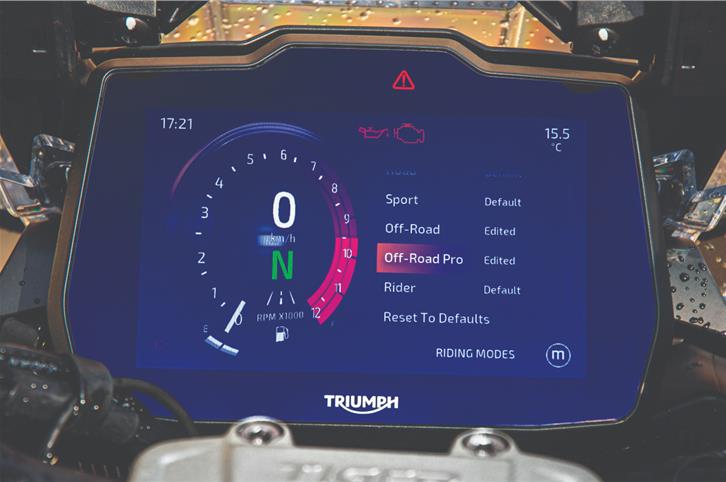 Triumph Tiger 1200 TFT display image