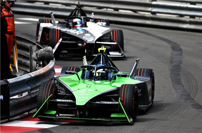 Nick Cassidy ahead of Mitch Evans at Monaco E-Prix