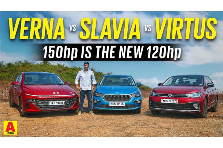 Hyundai Verna vs Skoda Slavia vs Volkswagen Virtus video comparison