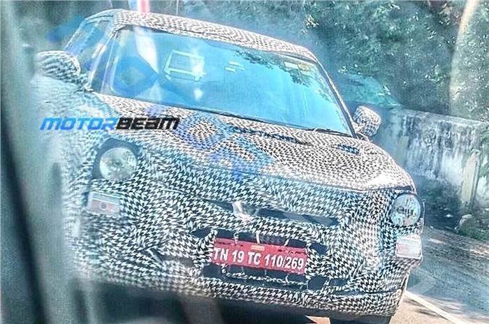 Mahindra XUV300 facelift spied testing front