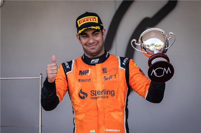 Jehan Daruvala on Monaco F2 podium.