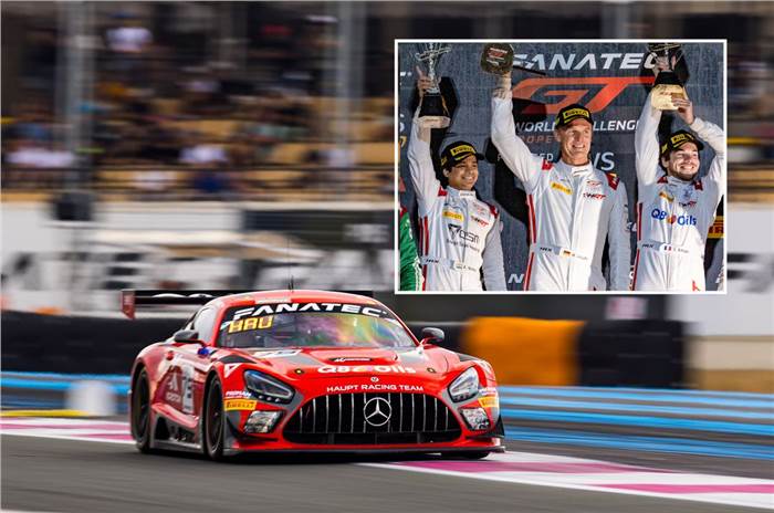 Maini racing a Mercedes-AMG GT3 in the Bronze Cup class of GT World Challenge Europe