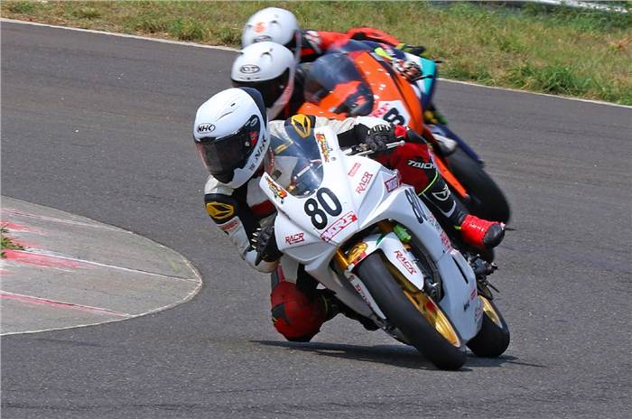 Rajiv Sethu in Round 1 of the 2023 Indian National Motorcycle Racing Championship
