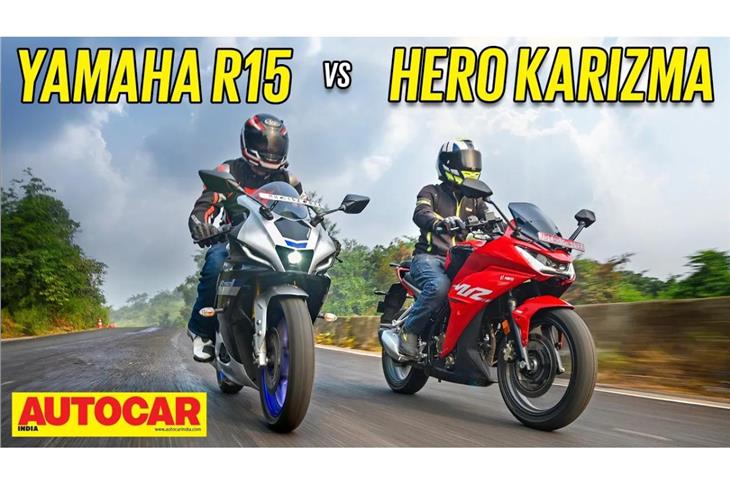 Yamaha R15 vs Hero Karizma XMR comparison video