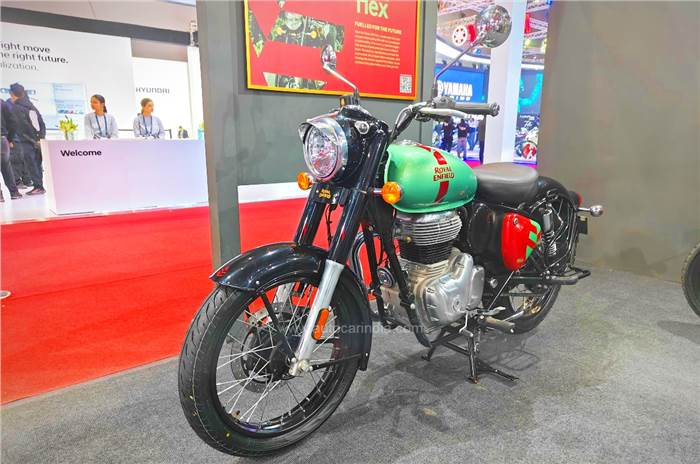 Royal Enfield Classic 350 flex fuel shown at Bharat Mobility Global Expo 2024