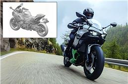 Kawasaki Ninja 7 Hybrid, Z e-1 electric bike designs pate...