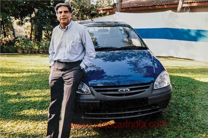 Ratan Tata with the first-gen Indica