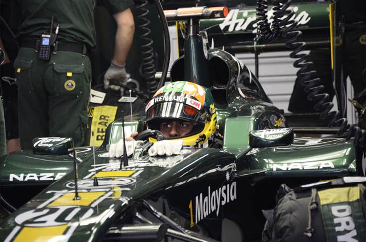 Third driver Karun Chandhok handled the testing duties for Team Lotus in FP1.