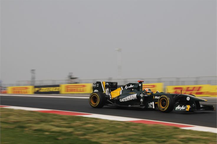 Karun Chandhok had to come to grips with the dusty track surface in FP1.