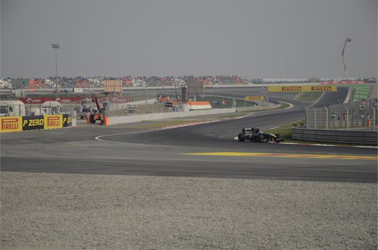 The Buddh International Circuit sports a lot of gradient changes, as visible through turns 4 and 5.