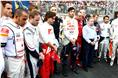 Drivers and Formula 1 personnel observed a minute&#8217;s silence in honour of Dan Wheldon and Marco Simoncelli.