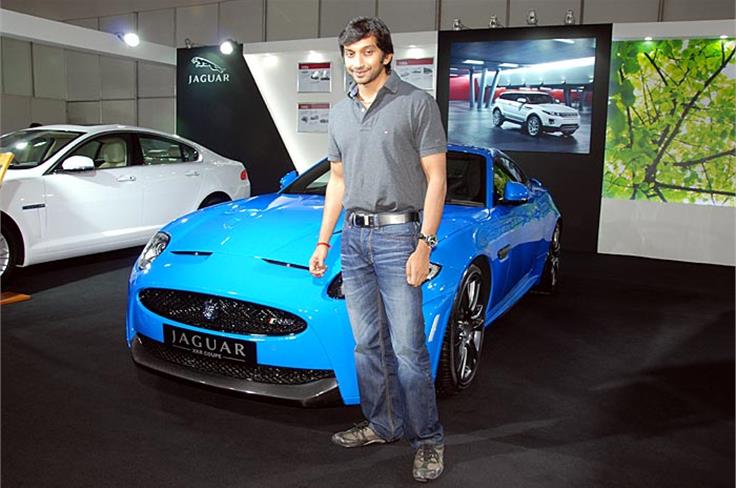 Narain Karthikeyan with Jaguar XKR-S