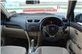 Cabin design is identical to the Swift&#8217;s though the use of beige plastics on the lower portion of the dashboard and door pads enhance the ambience inside.