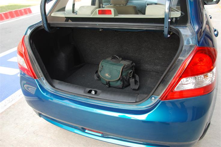 At 316-litres, the new Dzire's boot is a whole size down on the old car. 