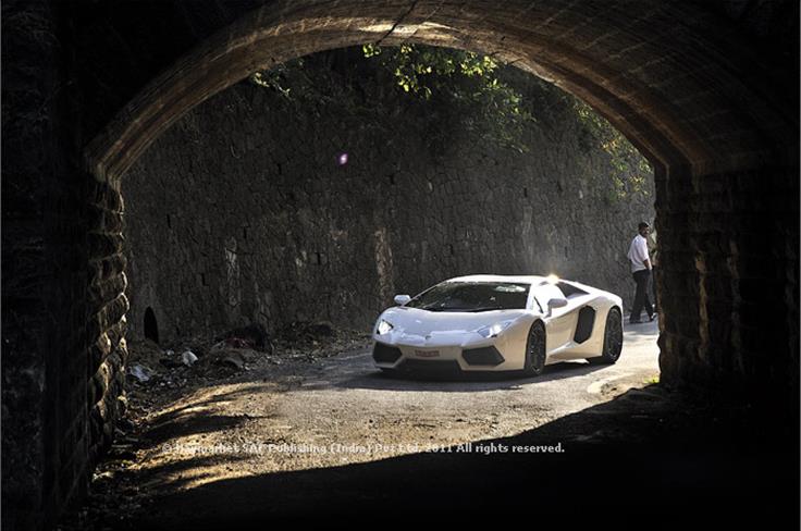 The last car you'd expect to see at a dark under-pass. 