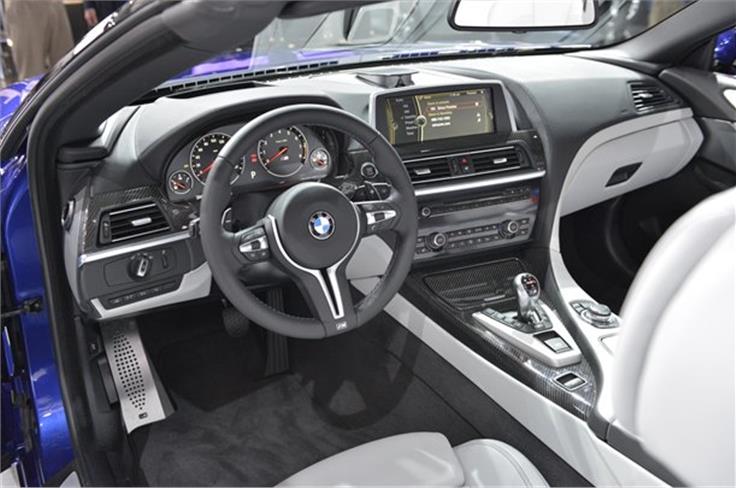 The BMW M6 features plenty of carbonfibre and leather trim. 