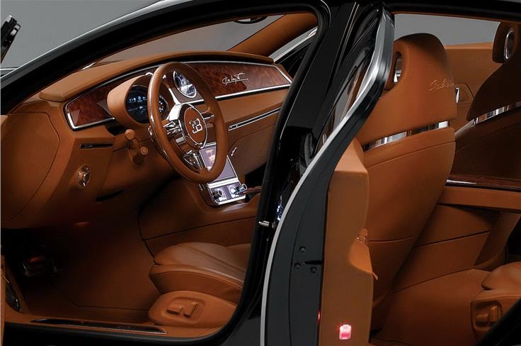 The dash panel has been reduced to the essential; two centrally located main instruments keep even the rear passengers constantly informed of the actual speed and previous performance. Parmigiani, the Swiss maker of fine watches, created the removable Reverso Tourbillon clock for the Bugatti Galibier, which may be worn on the wrist thanks to a cleverly designed leather strap.