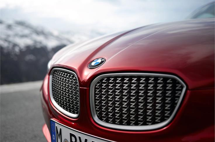 Between the headlights is Zagato's take on the BMW radiator grille, with matt kidney frames structures A stand-out detail here is the use of countless small matt Zagato "z" letters to make up the kidney grille.
