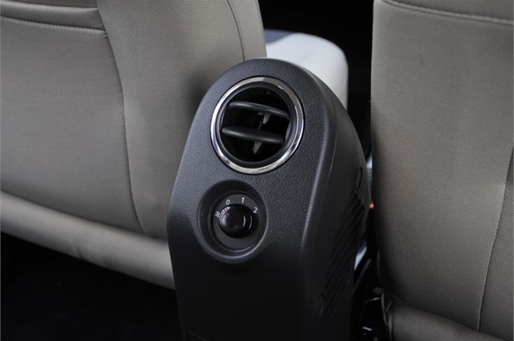 Top variants get a rear AC. It looks like an aftermarket add-on and has only a single vent but it is very effective.  