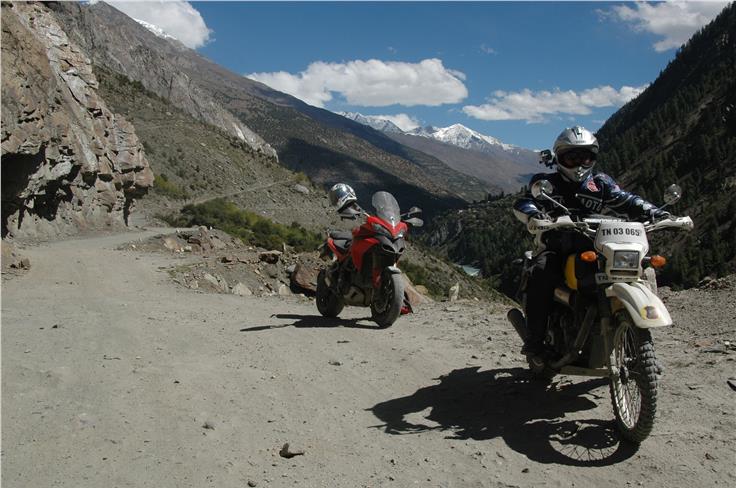 One Ducati and six Enfields ride through the remote regions of Himachal Pradesh 