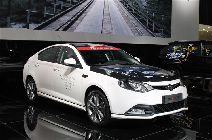 The diesel MG6, making its show debut, is badged DESL. 