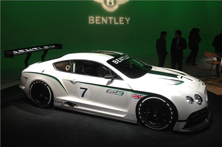 Bentley's Continental GT3 race car was displayed for the first time in the US.
