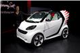 This audacious Smart fortwo is the work of fashion designer Jeremy Scott.
