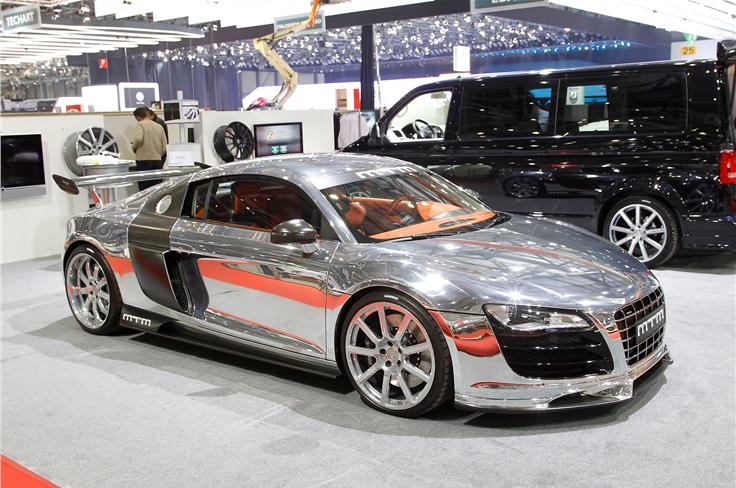 Chrome Audi R8 V10 has been tuned by MTM and features two turbochargers
