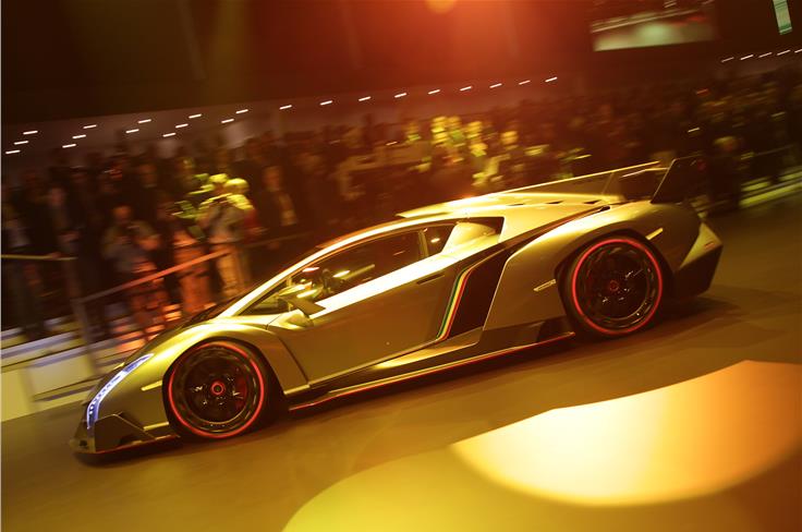 Lamborghini describes its Aventador-based Veneno as a road-going racer. 