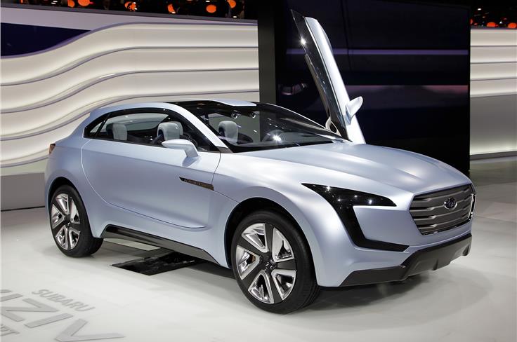 This is the Subaru Viziv concept. It hints at future design language and hybrid powertrain technology for the brand. 