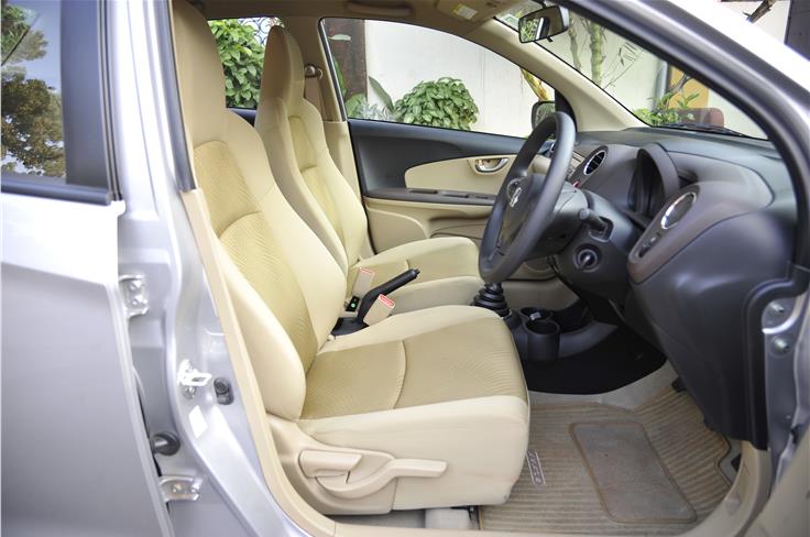 The front seats are similar to those on the Brio, and though they are slender, they are comfortable on long journeys as well. 