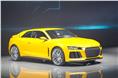 The Audi Sport Quattro coupe concept features a bi-turbo V8 and electric motor with plug-in capability.