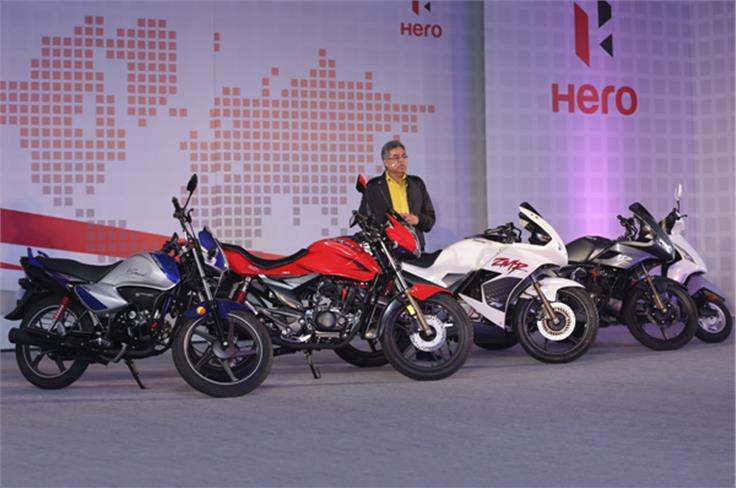 Hero MotoCorp MD and CEO Pawan Munjal unveiled the brand's 2014 lineup. 