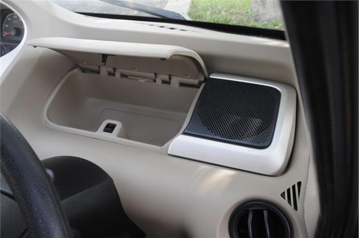 The Tata Nano Twist gets two glove boxes in the front. 
