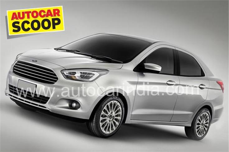 This is the computer generated Image of the Ford Compact Saloon that will be showcased at the Auto Expo. 