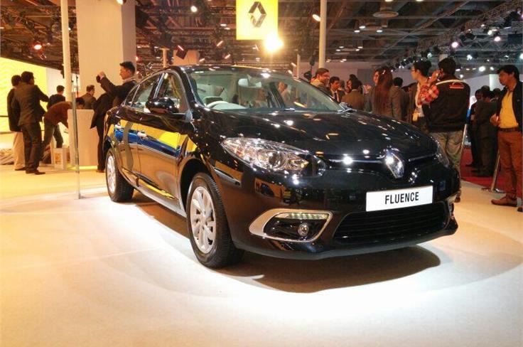 The Fluence facelift is on display at Auto Expo