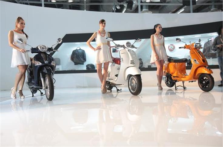 Piaggio displayed new Vespa two-wheelers that will be launched in India. 
