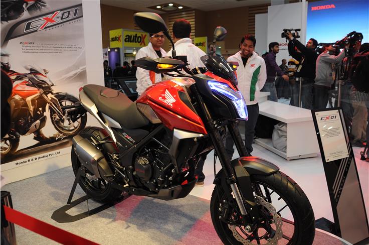 The Honda CX-01. The CX stands for Concept Cross and the 01 stands for the first project by HMSI's India R&D team