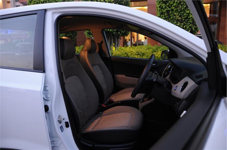 The front seats, also from the Grand i10, are very comfortable,