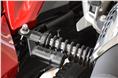  The gas charged shock absorbers offer five stage adjustment.