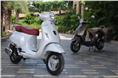 Limited edition Vespa Elegante is available in two colour options, white with dark red seat and brown with beige seat.