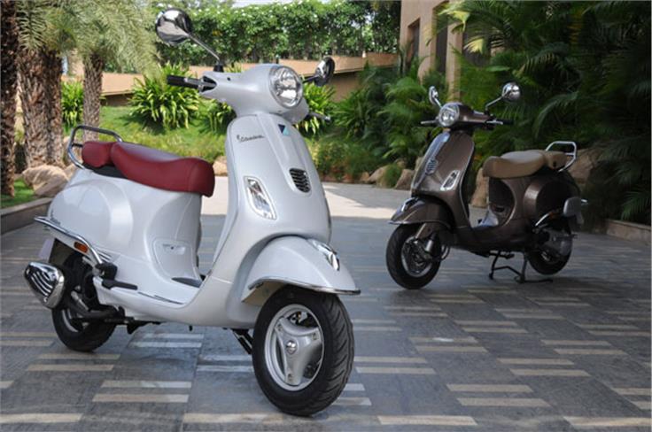 Limited edition Vespa Elegante is available in two colour options, white with dark red seat and brown with beige seat.