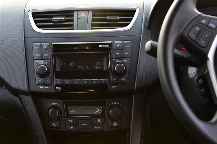 The updated Maruti Swift gets new stereo with Bluetooth connectivity. 