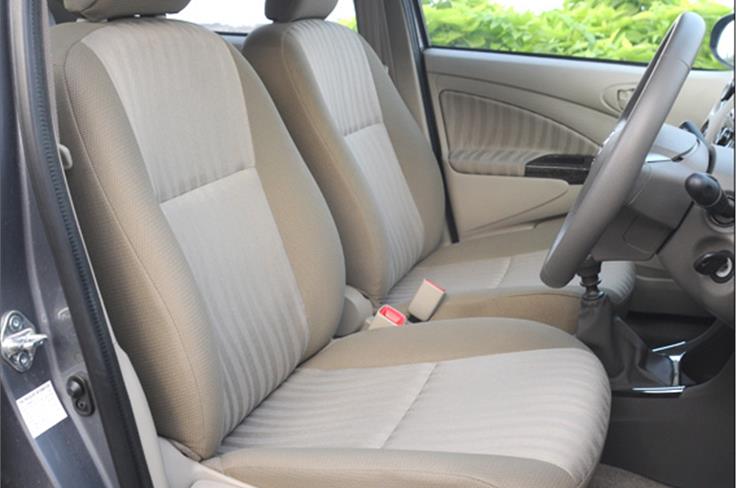 The seat fabric on the Etios facelift is new as well. 